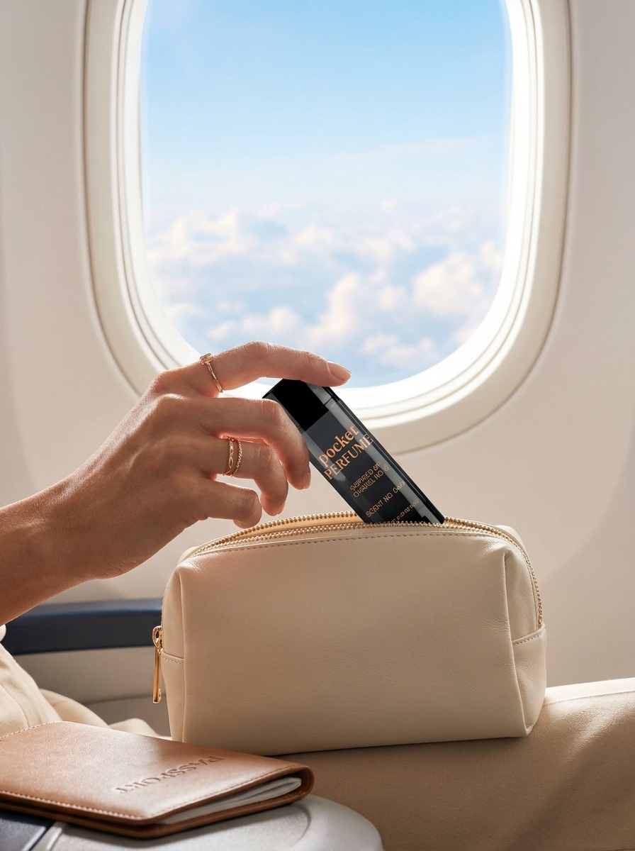 A Pocket Cologne stick going into a bag among everyday carry